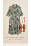 Women's Bohemian Asymmetrical Leaf Patterned Shirt Dress - 3