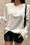 Women's Oversize Flared Long Sleeve Basic T-Shirt 100% Cotton Comfortable Fit Daily Use - 3