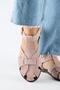 Lolie Women's Genuine Leather Caged Powder Sandals - 8