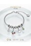 Women's Silver Color Steel Bracelet with Dangle Cherry Star Charm