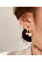 Gold Pearlescent Stone Heart Double Hoop Earrings - 2