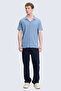 Blue Regular Fit Apaş Collar 100% Cotton Casual Shirt - 2