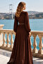 Belted Hijab Dress S0118 Brown - 4