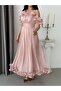 Powder Flounce Strap Ruffle Lined Chiffon Evening Dress - 6