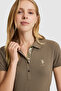 Women's Khaki Polo Collar Basic T-Shirt 50321798-Vr027 - 2