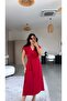 Red Zr Model Aerobin Fabric Buttoned Belted Dress