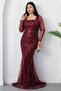 Square Neckline Long Sleeve Beaded Evening Dress 41231 - 5