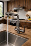 Anthracite Polished Spiral 2-Mode Head L Pipe Kitchen Sink Faucet Brass Fitting Tap - 4