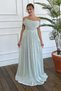 Women's Mint Green Slim Fit Boat Neck Long Evening Dress