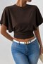 Qlay Women's 2-Piece Black Brown Fitted Waist Wide Sleeve Viscose Blouse - Soft Textured Stylish Summer Wear - 3