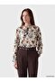 Lcw Grace Beige Tie-Neck Floral Blouse