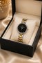 Gold Color Detailed Black Dial Women's Wristwatch - 3