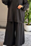 6578 - Oversize Comfortable-Stylish Vanizeli Modal Single Jersey Knit Fabric - Casual Women's Top and Bottom Set - 6