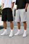 2-Piece Shorts Men's (Black-Grey) Basic Summer Shorts Set - Comfortable Fit Above the Knee 2-Piece Economic Package