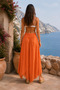 Brick Color Asymmetrical Capped Silk Trousers - 3