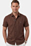 Coffee Flamed Linen Men's Shirt – Summer 100% Cotton Relaxed Fit 2602652 - 5