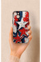 Star Flag Pattern Silicone Case Compatible with iPhone 14 Plus/15 Plus