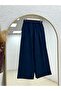 Aliye Low Sleeve Oversize قماش مودال Cupra بدلة مع بنطلون -EK480.2 أزرق داكن - 5