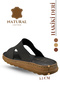 Genuine Leather Men's Slippers - Genuine Leather Men's Slippers with Soft Thick Soles a Black - 6