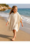 100% Cotton Cream Handwoven Children's Poncho, Hooded Bathrobe & Beach Towel - 3