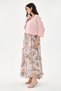 Powder Pink Italian Floral Patterned Varev Cut Knitwear and Lined Strap Dress 2-Piece Suit Size 38 - 42 - 3