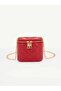 Lucia Red Mini Box Quilted Patterned Chain Strap Crossbody Women's Handbag and Shoulder Bag - 4