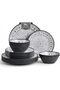 Joviton HOME 24PCS Bohemia Gray Melamine Plastic Dinnerware Sets for 8,Outdoor Plates and Bowls Sets for 8 (Gray)