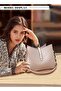 PU Leather Handbag Large Capacity Shoulder Bag for Women Beige - 2
