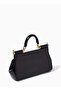 Small East West Sicily Top-handle Bag in Glossy leather, Black-17cm - 3
