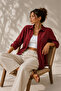 Women's Oversize Linen Textured Long Loose Shirt - 7