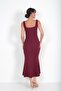 Women's V-Neck Stone Detailed Lined Crepe Fish Dress - 4