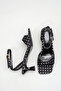 Women's Thin Heeled Black Sandals Polka Dot Evening Dress Shoes