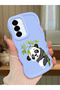 Samsung Galaxy A56 Compatible Case Camera Protector Blue Silicone Couple Phone Case Panda Pattern