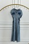 Denim Dress with Front Zipper and Side Tie Detail - 3