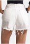 Women's Off-White 15S6-101 Mini Length High Waist Ripped Detailed Tasseled 100% Cotton Denim Shorts - 7