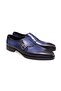 Dark Blue Color Laceless Genuine Leather Men's Shoes