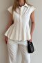 White Pinstripe Shirt and Pants Set - 1424 - 2