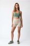 2137 Women's Sports Casual High Waist Gathering Shorts Leggings Natural - 3