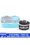 - set of 2 - Stainless Steel Bento Lunch Box with 4 Compartments + Insulated Food Jar. - 2