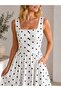 New Season Modern Polka Dot Square Collar Gipeli Strap Midi Women's Dress - 3