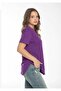 Purple Etegi Stitched Slit Oval Women's T-Shirt - 2