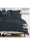 Cotton Striped Double Duvet Cover 200x200 cm Dark Grey, 300 Thread Count Soft 100% Long Staple Cotton Sateen Weave Quilt Cover with Button Closure (Dark Grey Bedding Set - 3 pc) - 3