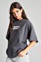 100% Cotton Overshirt Fit Crew Neck Back Printed Short Sleeve Anthracite T-Shirt H4206Ax26Au - 4