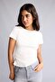 Fitted Kayık Neck Ribbed Short Sleeve T-Shirt I2411Ax26Au - 3