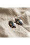 New Series Copper Navy Blue Orange Kilim Patterned Dangle Earrings