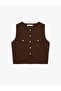 Jewel Buttoned Appliqued Crew Neck Knitwear Vest - 5