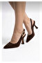 Women's Brown Pointed-Toe Classic Goblet Heel Shoes with Open Back ⁠ - 2
