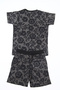Boys 2-Piece Summer Outfit, Short Sleeve T-Shirt and Shorts, Black Floral Lace Print, Casual Streetwear Co-Ord Set - 5