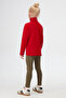 Red Girl's Full Fisherman Winter Basic T-Shirt - 4