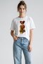 Retro Girl Illustration Printed White Women's T-Shirt Vintage Aesthetic Cotton T-Shirt